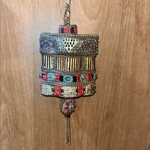 Vintage Mary Frances Motif Collection Beaded Mini Bag in Turquoise and Coral